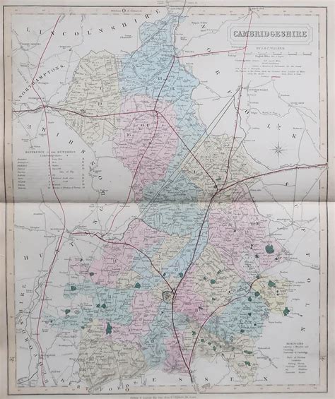 original antique english county map cambridgeshire    walker   sale  stdibs