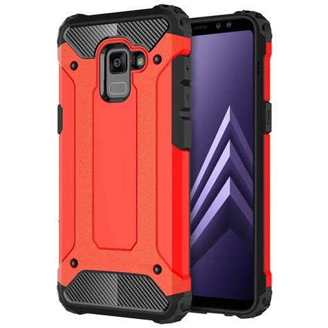 Military Defender Tough Case For Samsung Galaxy A8 2018 Red