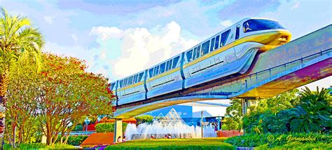 Monorail EPCOT Walt Disney World Digital Art by A Macarthur Gurmankin ...