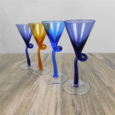 Multi Colored Cordial Aperitif Glasses Vintage Hand Blown Etsy Hand