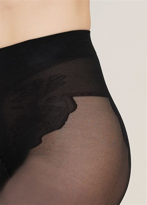 Колготки с ажурными труcиками Bikini 40 den nero Giulia