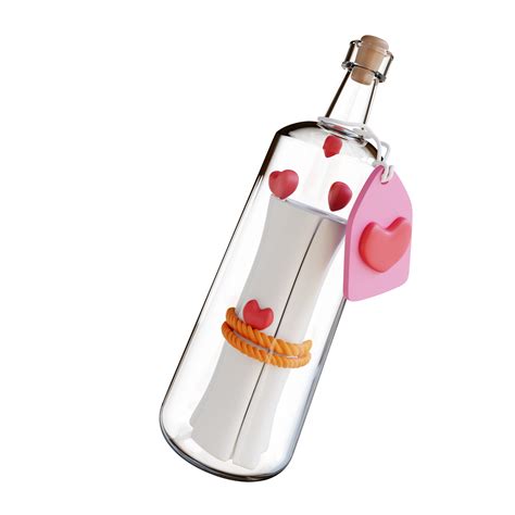 3D illustration love letter in a bottle 16329799 PNG