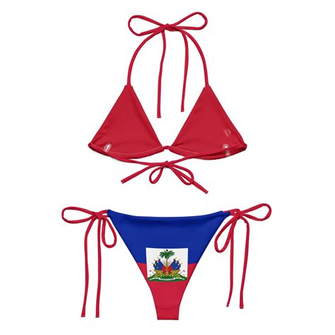 Haiti String Bikini Coat Of Arms Flag Summer Swimwear Caribbean Bathing Suit Haitian Zoe