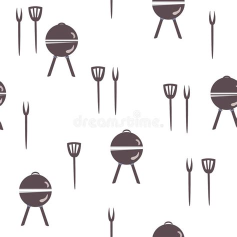 Seamless Pattern With Grill Stock Illustration Illustration Of