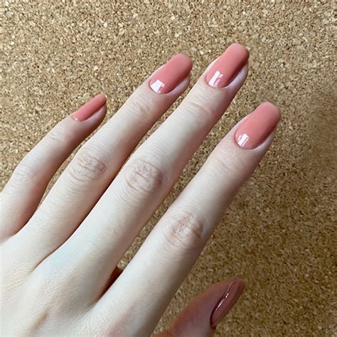 Glossy Short Square Nails Nude Pinkish Full Cover Press Temu Australia