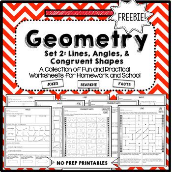 Geometry Lines, Angles and Congruent Shapes Worksheets FREE! | TPT