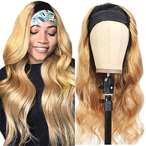 Amazon 1B27 Blonde Body Wave Headband Wigs Human Hair Blonde