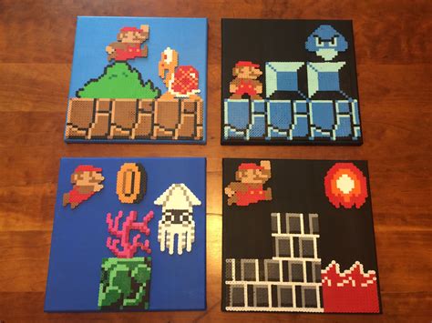 Super Mario Scenes Perler Beads On X Canvas By Grinderjeremy