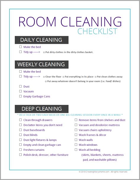 Clean Your Bedroom Checklist | www.resnooze.com