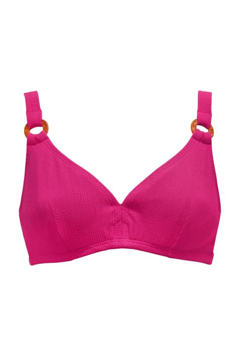 Cali Ribbed Texture Hidden Underwired Bikini Top In Pink Pour Moi