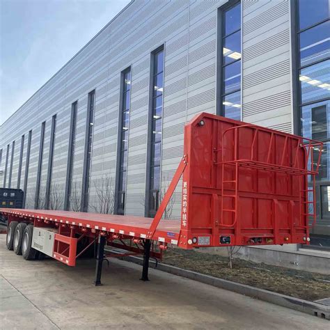 Shipping Container Transport Flat Bed Trailer 3 Axle Flatbed Semi