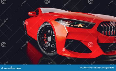 close   red sports car  showroom luxury sport car background