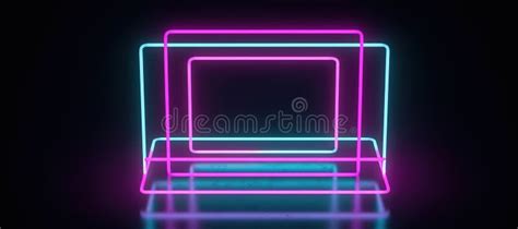 Colorful Line Box Neon Lights Background Stock Illustration