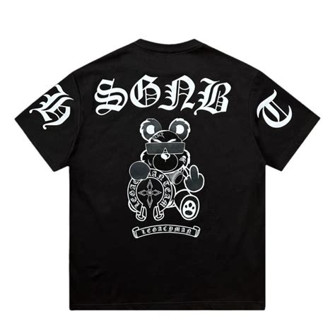 Unisex CH design Fuck Bear Rhinestone Tee T Shirt ユニセックス 男女兼用 CH デザイン ファック ベア クマ 熊 ラインストーン Tシャツ