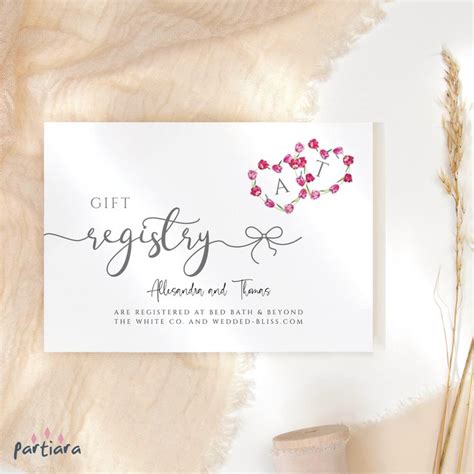 Registry Card Template Editable Bridal Shower Tulips Wedding Registry