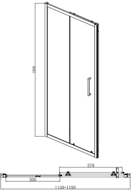 Diamond Sliding Shower Enclosure 1200 X 800mm With Non Slip Tray And