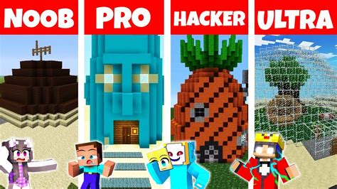 Minecraft Noob Vs Pro Vs Hacker Sicherste Spongebob Haus Bau Challenge