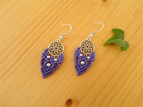 Macrame Earrings Macrame Jewelry Bohemian Earrings Hippie Etsy