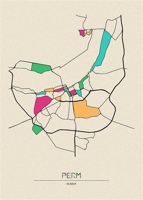 perm russia city map drawing  inspirowl design fine art america