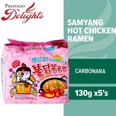 Samyang Hot Chicken Carbonara Ramen 130g X 5 S Pink Shopee Singapore