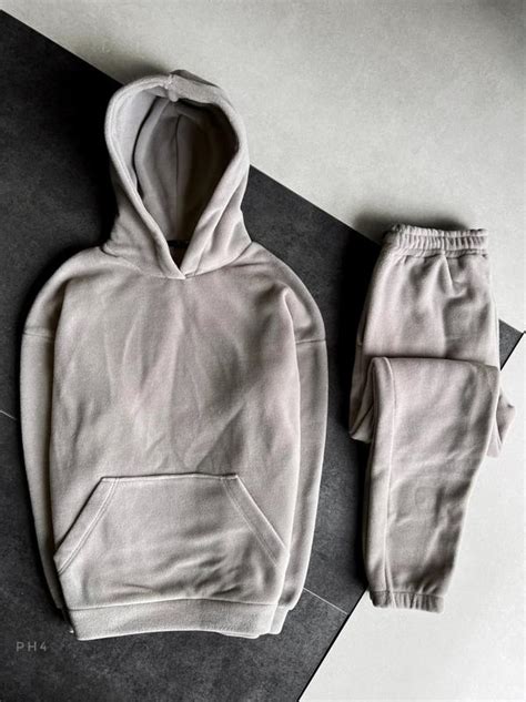 Мужской костюм двойка полар флис худи толстовка с капюшоном штаны ...