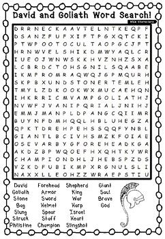 David And Goliath Bible Characters Word Search By Frizzle Dizzle