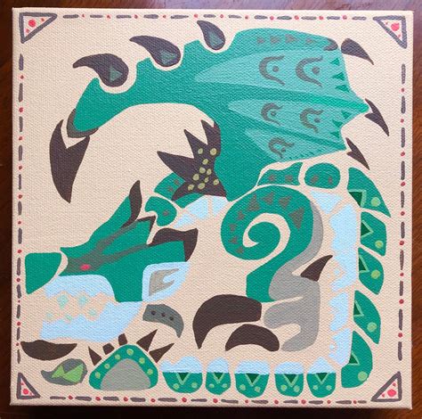 Green Rathian Acrylics On Canvas Rmonsterhunter