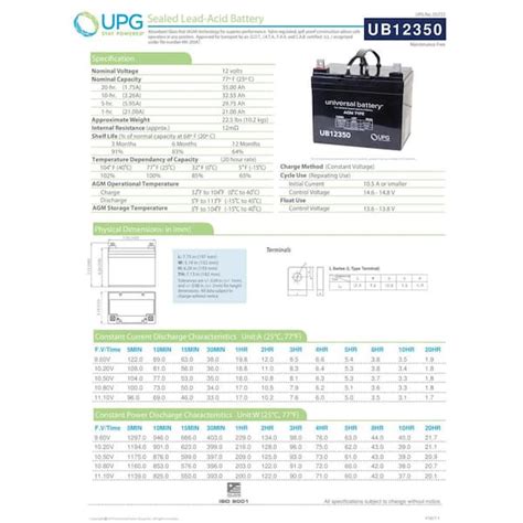 Upg 12 Volt 18 Ah I1 Terminal Sealed Lead Acid Sla Agm 49 Off
