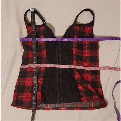 Torrid Intimates Sleepwear S Vintage Torrid Sexy Plaid Lingerie Corset Hook Black Red Y K