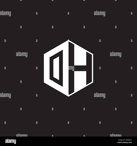 Oh O H Ho Logo Monogram Hexagon With Black Background Negative Space