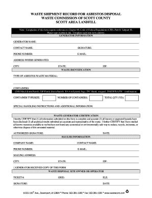 Fillable Online Asbestos Disposal Form Fax Email Print PdfFiller