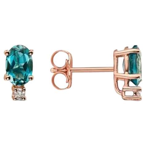 Birthstone Earrings Featuring Deep Sea Blue Topaz Nude Diamonds Set In K For Sale At StDibs
