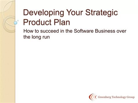 Developing Your Strategic Product Plan Ppt