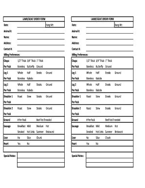 Fillable Online Lamb Goat Order Form Fax Email Print Pdffiller