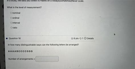 Solved What is the level of measurement? nominal ordinal | Chegg.com