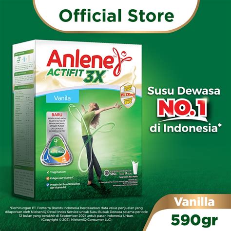 Jual Anlene Actifit 3X Susu Bubuk Dewasa Vanila 590g Nutrisi Tinggi