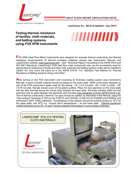 Pdf Testing Thermal Resistance Of Textiles Cloth Materials And