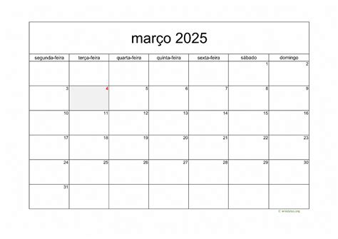 Calendário De Março 25 - 8