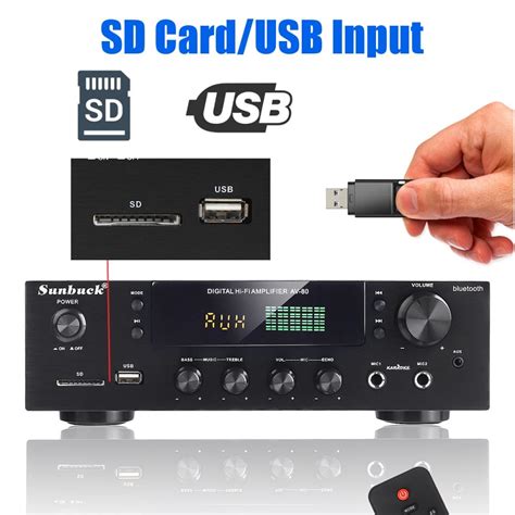 Sunbuck 2000W HiFi vahvistin Bluetooth Stereo Integroitu vahvistin 2 ...