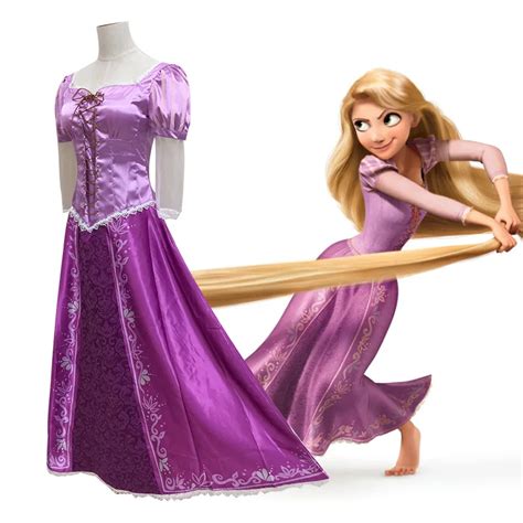 2018 Nice Purple Dress Adult Rapunzel Cosplay Costume Women Tangled Rapunzel Princess Dresses