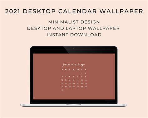 2021 Minimalist Desktop Wallpaper Calendar Laptop Wallpaper | Etsy