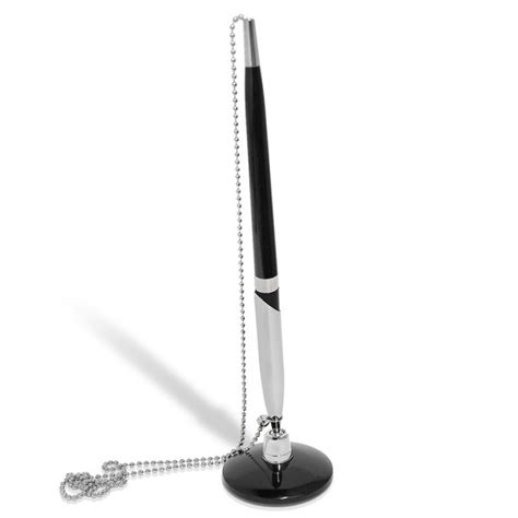 Ручка шариковая на подставке Hello! с металической цепочкой, черный ...