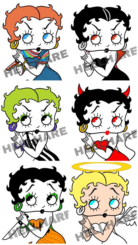 BETTY BOOP HALLOWEEN TATTOO - FLASH ($35 each, Devil and Angel $25 each ...