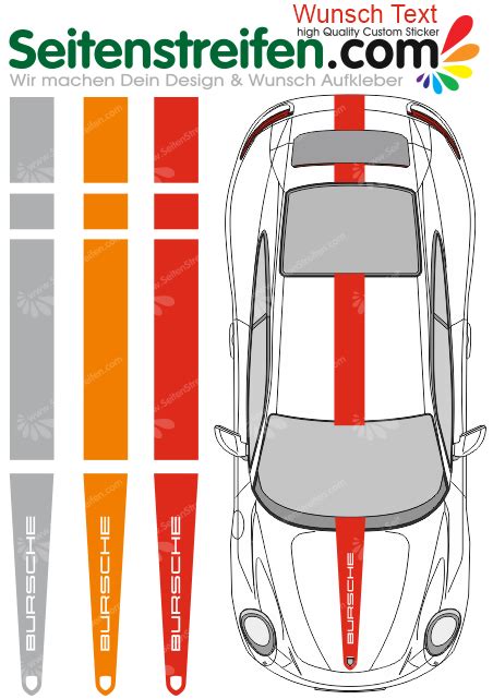 PORSCHE 911 991 GT3 Texte de souhait Capot Toit Arrière