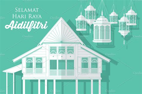 hari raya villagekampung vector illustrations creative market