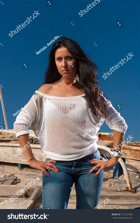 Sexy Mature Model Posing Shipwreck Stock Photo 121427605 Shutterstock