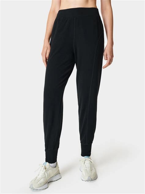 Sweaty Betty Repose Luxe 29" Fleece Joggers, Black at John Lewis & Partners