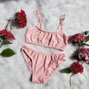 Pink Organic Cotton Lingerie Set Etsy Canada