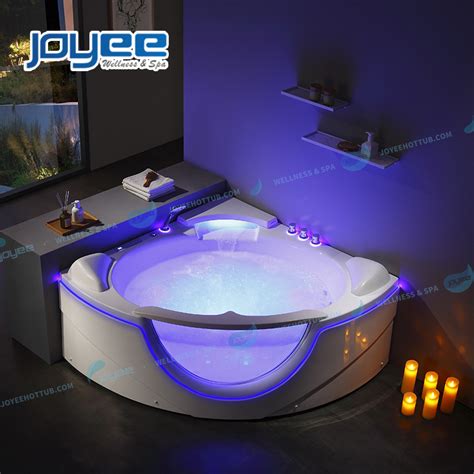 Joyee 2 Person Luxury Elegant Corner LED Waterfall Round SPA Bathtub