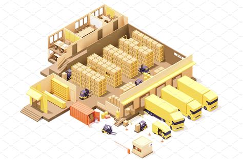 Vector Isometric Warehouse Building MasterBundles